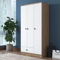 Armoire 3 portes et 1 tiroir Virro L90cm Bois et Blanc