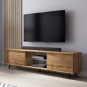 Meuble tv – LEFYR – 140 cm – chêne wotan – éclairage led