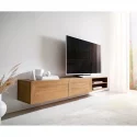 Meuble-TV Kayu 160 cm acacia naturel 2 portes flottantes