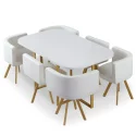 Ensemble Table et 6 Chaises Oslo XL – Blanc et Simili Blanc