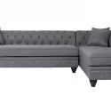 Canapé d’angle capitonné style chesterfield Roosevelt Tissu Gris Foncé