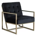 Fauteuil Texas velours Noir pieds Or