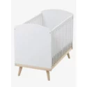 Lit bébé à barreaux réglable en bois – Blanc