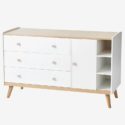 Commode à 3 tiroirs 135×52,8×84 en bois – Blanc