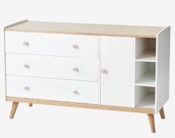 Commode à 3 tiroirs 135×52,8×84 en bois – Blanc