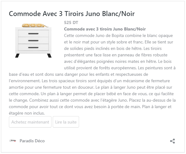 Commode Avec 3 Tiroirs Juno Blanc/Noir - Paradis Déco